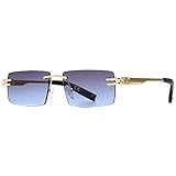 SHEEN KELLY Retro randlose Sonnenbrille für Männer Frauen Rechteck Ultra-Small Frame Sonnenbrille Durchsichtige Brille