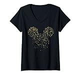 Damen Disney New Year's Mickey Mouse Confetti T-Shirt mit V-Ausschnitt