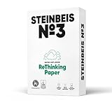 Steinbeis No. 3 Druckerpapier – DIN A4 Recycling-Papier 80 g/m², Weiß & Chlorfrei, 2500 (5 x 500) Blatt hochwertiges Kopierpapier ISO 90 / CIE 110