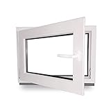 Kellerfenster - Kunststoff - Fenster - innen weiß/außen weiß - BxH: 70 x 40 cm - 700 x 400 mm - DIN Links - 2 fach Verglasung - 60 mm Profil