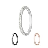 Treuheld® | Schmaler Ring aus 925 Sterling Silver | in Silber mit Zirkonia - Kristallen | Ringgröße 62 | Breite 2mm | Damen | Vorsteckring