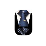 HISDERN Krawatte Navy blau Herren Krawatten Flugzeug Muster mit Einstecktuch Krawatte Hochzeit und Taschentuch Set