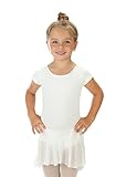 elowel | Mädchen | Sport-Ballet-Tanztrikot | Tutu | Gymnastikanzug, Leotard | Kurzärmelig - Mit Rock, Rüschen | Elegant & Bequem | Größe: 6-8 Jahre | Farbe: Weiß