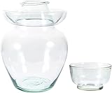 XZQZ Gärglas aus Glas mit Wasser-Airlock-Deckel, traditionelles chinesisches Einmachglas, Glas, Gurkentopf, Gärtopf, transparentes Vorratsglas zum Einlegen von Kimchi Sauerkraut, 2500 ml, 0419