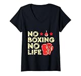 Damen Vintage No Boxing No Life Est 1950 Boxhandschuhe T-Shirt mit V
