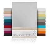 BEAUTEX Spannbetttuch Bettlaken aus Baumwolle, Premium Jersey Stoff 160g/m², Größe und Farbe wählbar (Standard - 180x200x30 cm, Hellgrau)