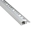LED Aluprofil T77 silber 10mm Fliesenprofil + Abdeckung Abschlussleiste Bordüre Fliesen für LED-Streifen-Strip 1m milky
