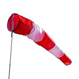 FLAGLY Premium Windsack für Draußen, Windrichtungsanzeiger in Rot-Weiß 150x30x15cm für Windsackkorb mit 30cm Durchmesser, Windanzeiger Made in Germany, Windhose Garten, W