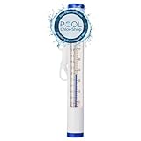 Duraol Pool Thermometer in Weiß I hochwertiges Wasserthermometer für Pool/Badewanne/Teich & Schwimmbad I Badewasser Thermometer mit Befestigungsschnur I Analoger Wassertemp