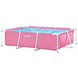 Intex 28266NP - Aufstellpool Rectangular Frame Rechteckig, 1662 L, Stahl und PVC, Rosa, 220x150x60