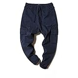 jeans Herren-Overalls Baumwolle Kordelzug Multi-Pocket-Kordelzug Füße Sport Outdoor Freizeitoverall Harlan Hosen (Color : Black, Size : XXL)