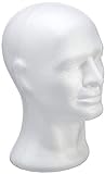RAYHER Styropor-Kopf männlich, Ständer für Perücken, Kopfhörer, Mützen & Co, Größe: 30,5cm, Weiß