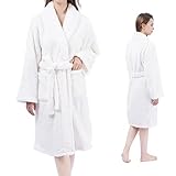 ALL AOER Bathrobe For Women Plus Size, Lightweight Warm Bathrobe Soft Sleepwear Ladies Loungewear White S/M