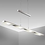 B.K.Licht - LED Pendelleuchte stufenlos höhenverstellbar, warmweiße Lichtfarbe, 4 LED Platinen, Hängeleuchte, Hängelampe Esstisch, Esszimmerlampe hängend, Wohnzimmerlampe, 85,4x8x120 cm, Matt-Nick