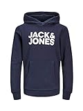 JACK & JONES Jungen Jjecorp Logo Sweat Hood Ss19 Noos Jr Kapuzenpullover, Blau(navy Blazernavy Blazer), 164 EU