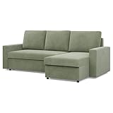 Mebligo - Ecksofa mit Schlaffunktion und Bettkasten 231 x 140 x 85 cm NEO Kollektion, Wohnlandschaft, Sofa L Form, Universal (Links und Rechts), Wohnzimmer Couch, Grü
