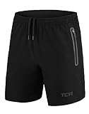 TCA Elite Tech Herren Trainingsshorts für Laufsport mit Reißverschlusstaschen - Schwarz - XL