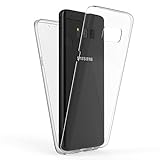 Kaliroo Handyhülle 360 Grad kompatibel mit Samsung Galaxy S8 Plus, Full-Body Schutzhülle Hardcase hinten & Displayschutz vorne mit Silikon Bumper, Full-Cover Case Komplett-Schutz Hülle - Transparent
