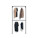 Kleiderstange Garderobe Industrial Design für die Wand Schwarz Wandmontage ver. Modelle (Breite 105 cm x Höhe 210 cm)