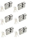 ICSA MADE IN ITALY Zylinderschloss 30/30 [6er Pack] inkl. 18 Schlüssel SKG zertifiziert Tür Zylinder Schließzylinder 60mm Türschloss Gleichschließ
