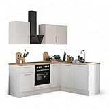 Turin Moderne Eckküche mit Elektrogeräten in Weiß, Artisan Eiche Optik - Geräumige Küchenzeile in L-Form mit viel Stauraum - 210 x 211 x 60 cm (B/H/T)