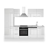 VICCO Küche 270 cm Küchenzeile Küchenblock Einbauküche Komplettküche – Frei Kombinierbar Weiß Hochglanz