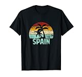 Spanien Retro Palme Vintage Sonnenuntergang Souvenir Urlaub T-Shirt