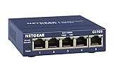 NETGEAR GS105GE LAN Switch 5 Port Netzwerk Switch (Plug-and-Play Gigabit Switch LAN Splitter, LAN Verteiler, Ethernet Hub, lüfterloses Metallgehäuse, ProSAFE Lifetime-Garantie), Blau