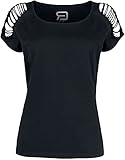RED by EMP Damen Schwarzes T-Shirt mit Cut-Outs an den Ärmeln XXL