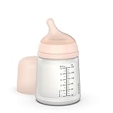 Suavinex, Zero Zero Anti-Kolik Babyflasche mit langsamem Nahrungsfluss (S) aus Silikon, +0 Monate, Babyflasche für Neugeborene, kompatibel mit dem Stillen, 180 ml