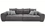 Big Sofa XXL 306 cm x 134 cm, bequeme Lounge Couch mit hochwertiger Federkernpolsterung, viele Kissen, Liegefläche 243 cm x 120 cm, Bezug Microfaserstoff in Grau / 15114