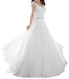 RONGLONG Women's Dress and Wedding Dress Long Princess Lace, White, 50
