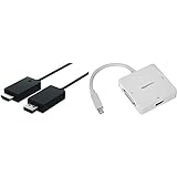 Microsoft Wireless Display Adapter (2. Version, Adapter zur kabellosen Bildschirmübertragung) & Amazon Basics Mini Displayport auf HDMI/DVI/VGA Adapter - Weiß