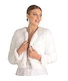 deine-Brautmode Brautjacke Jacke Bolero Hochzeit Winter-Braut Hochzeitsjacke Bolerojacke Langarm Fell CH-08 Ivory 36