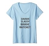 Damen Savage Classy Bougie Ratsche T-Shirt mit V-Ausschnitt