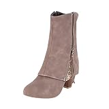 Retro-Stickerei-Stiefel, Dicker Absatz, Spitze Zehenstiefel, Bequeme, Nicht tragende Füße, rutschfeste High-Heel-Schuhe, Damen-Herbst-Winter-Mittelkalb-Stiefel, Winter, täglich, lässig, zum Gehen,