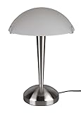 Reality Leuchten Tischleuchte Pilz II R59261007, Metall Nickel matt, Glas weiß, exkl. 1x E14, On/Off T