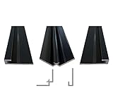 ORIGINAL PlateART Aluminium Profil Set Ecke für 3mm Duschrückwand oder Küchenrückwand (Schwarz matt, RAL 7021) 1 x Inneneck-Profil, 2 x Abschluss-Profile), 250 cm Länge)
