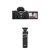 Sony Vlog Kamera ZV-1F | Digitalkamera (Klapp- und drehbares Display, 4K Video, Slow- Motion, Vlog Funktionen) + Bluetooth Handgriff GPVPT2BT