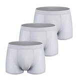 FNVMZ Herren Boxershorts Plus Size Herren Ice Silk Mesh Unterwäsche Sexy Atmungsaktive Modal Stretch Boxer,Hellgrau,3XL