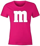 MoonWorks® Damen T-Shirt Gruppen-Kostüm M Aufdruck Kostüm Fasching Karneval Verkleidung pink XXL