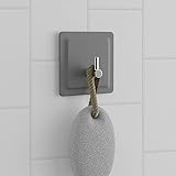 LOBUX® - Haken selbstklebend, superfester Halt [Soft-Touch Silikon] - Klebehaken für Badezimmer Spiegel, Dusche, Wand – Handtuchhalter ohne Bohren (hellgrau)