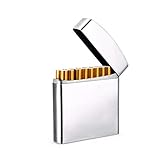 WFAANW Zigaretten-Etui 20 Sätze, kreative Flip Edelstahl tragbare Zigarettenetui, Silber, Warm und plump (Farbe: Silber, Größe: 9.3 * 8.2 * 1.7cm)