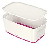 Leitz MyBox, Aufbewahrungsbox mit Deckel, Klein, Blickdicht, Weiß/Pink Metallic, Kunststoff, 52291023
