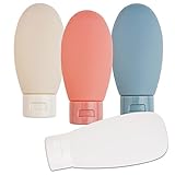 4 Stück Reiseflaschen Set,60 ml Kunststoff kosmetikflaschen Travel Squeeze Flaschen Reisebehälter für Shampoo Creme Spülung (Weiß, Pink, Gelb, Blau)