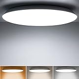LED Deckenlampe Dimmbar, 36W 3960LM LED Deckenleuchte Wohnzimmerlampe mit Fernbedienung für Schlafzimmer Esszimmer Bad, 3000K-6500K IP54 Wasserfest Rund Ø39cm