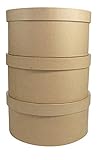 Décopatch BTS907C 3 Hutschachtel rund aus Pappmaché, H: 16 cm, zum Verzieren, perfekt für Ihre Wohndeko, Kartonbraun, 3er Pack