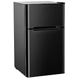 COSTWAY 90L Kühlschrank mit 27L Gefrierfach Kühl-Gefrier-Kombination Standkühlschrank Gefrierschrank mini Kühlschrank (schwarz)