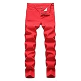 Wantess Europäische und amerikanische Jeans Herren hochelastische Denim Freizeithose rote mehrfarbige elastische Jeans Trendige Mode 33