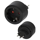 Brennenstuhl Reisestecker/Reiseadapter (Reise-Steckdosenadapter zum Anschluss elektrischer Geräte mit Schutzkontakt Stecksystem in Ländern mit Schweizer Stecksystem) schw